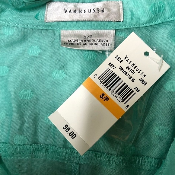 Van Heusen sleeveless blouse Green Swiss Dot Size Small NWT - Picture 2 of 4